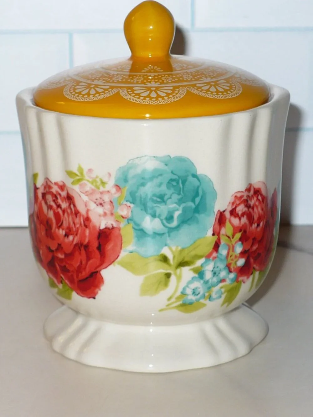 Pioneer Woman Sugar Bowl Stoneware Blossom Jubilee Floral 